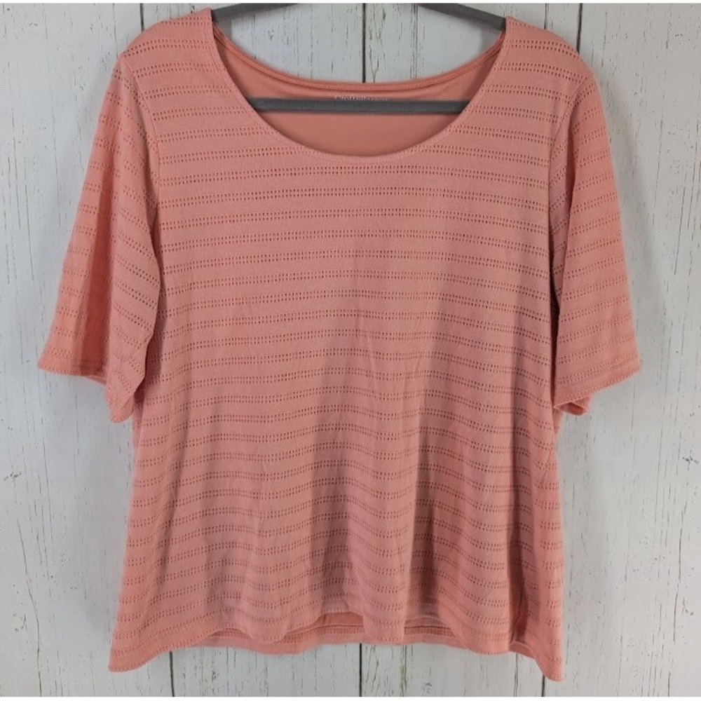 Croft Barrow Size‎ Large Orange Eyelet Womens Short Sleeve Casual Top